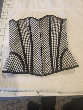 Reversible Black & White Gingham Corset Top